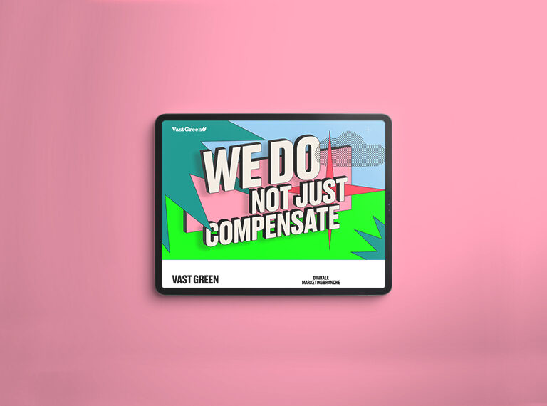 VAST GREEN Website als Bildcollage auf einem iPad zu sehen